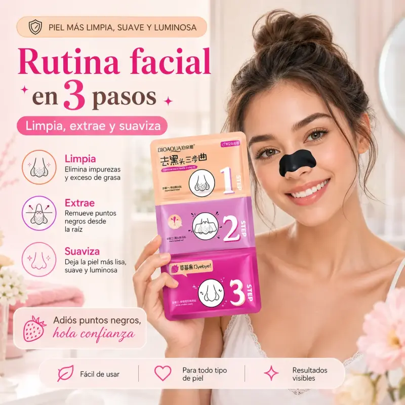 Kit de 3 pasos para eliminar puntos negros Bioaqua - 5