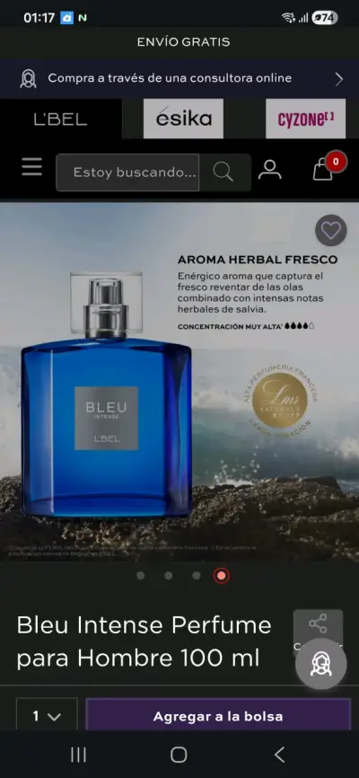 Perfume Bleu Intense L'Bel 100ml - miniatura 2
