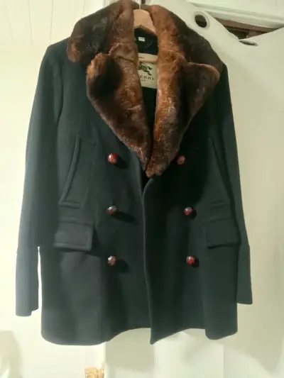 Abrigo Burberry con cuello de piel - miniatura 1