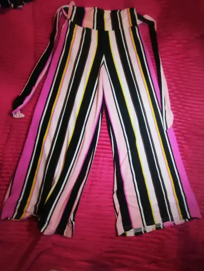 Pantalones palazzo a rayas multicolor - miniatura 1