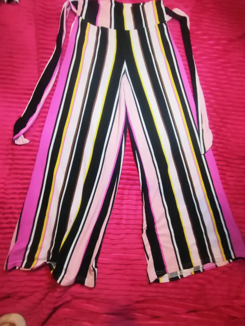 Pantalones palazzo a rayas multicolor - 2