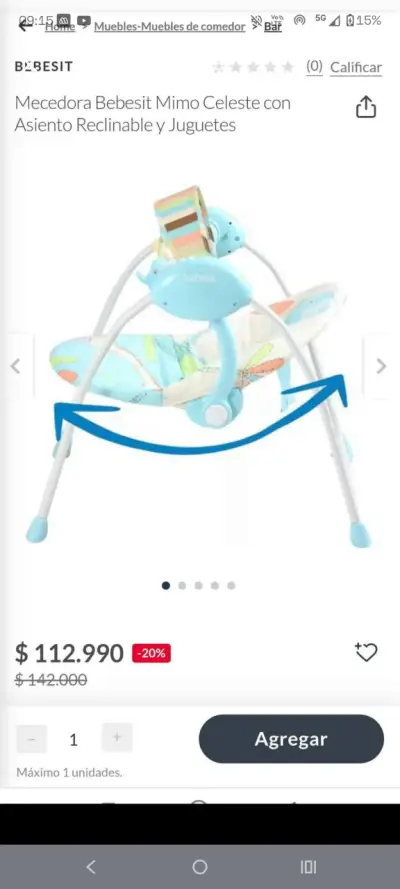Mecedora Bebesit Mimo Celeste con Juguetes - miniatura 1