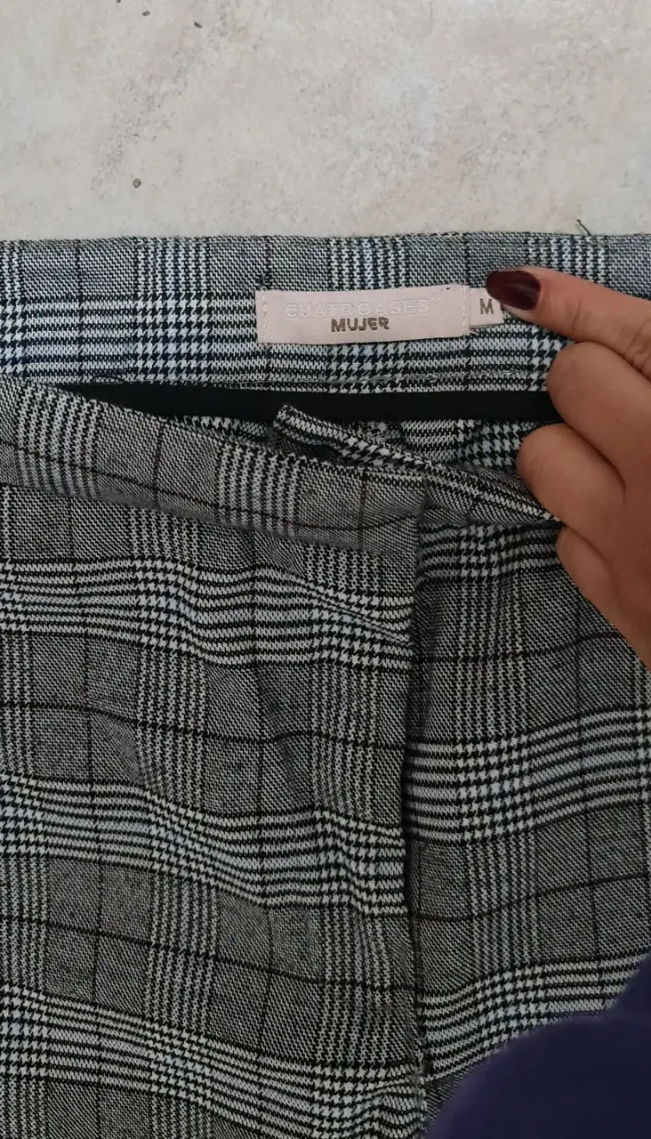 Pantalones de cuadros grises para hombre - 2