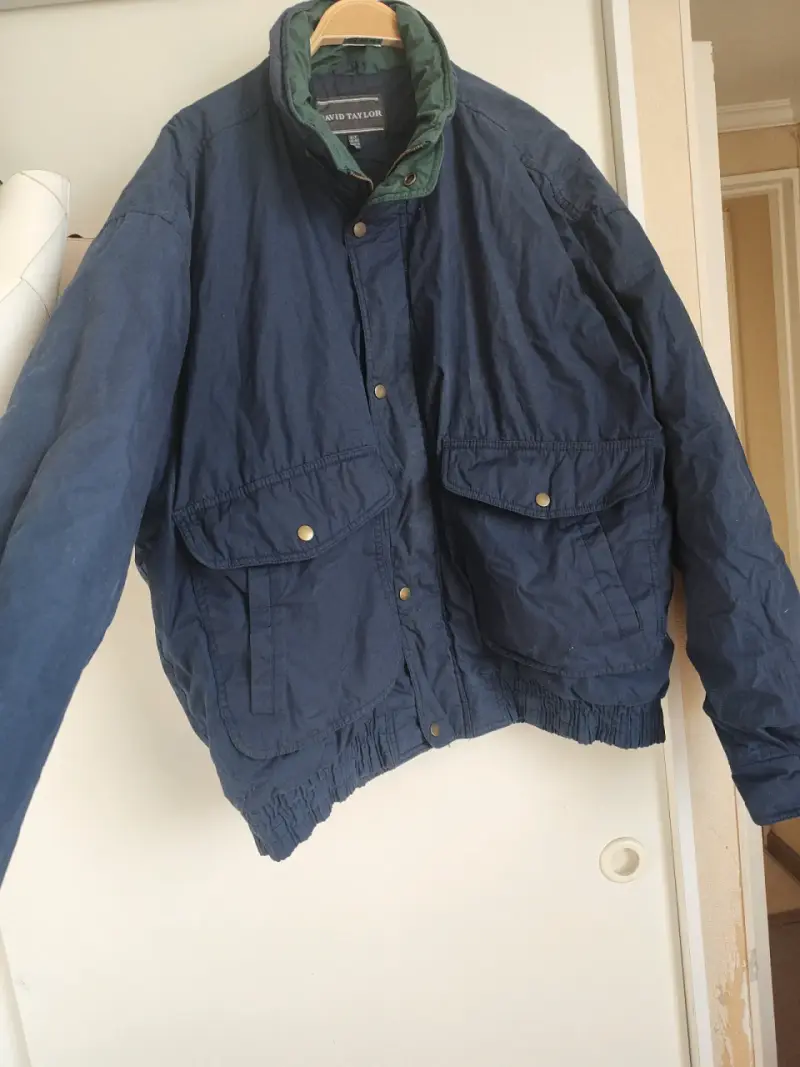 Chaqueta de invierno a cuadros azul y blanco - 4
