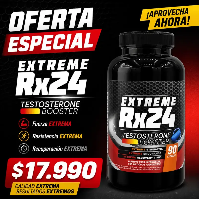 Suplemento Extreme Rx24 Testosterona Booster 90 cápsulas