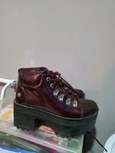 Botines de plataforma burdeos - miniatura 1