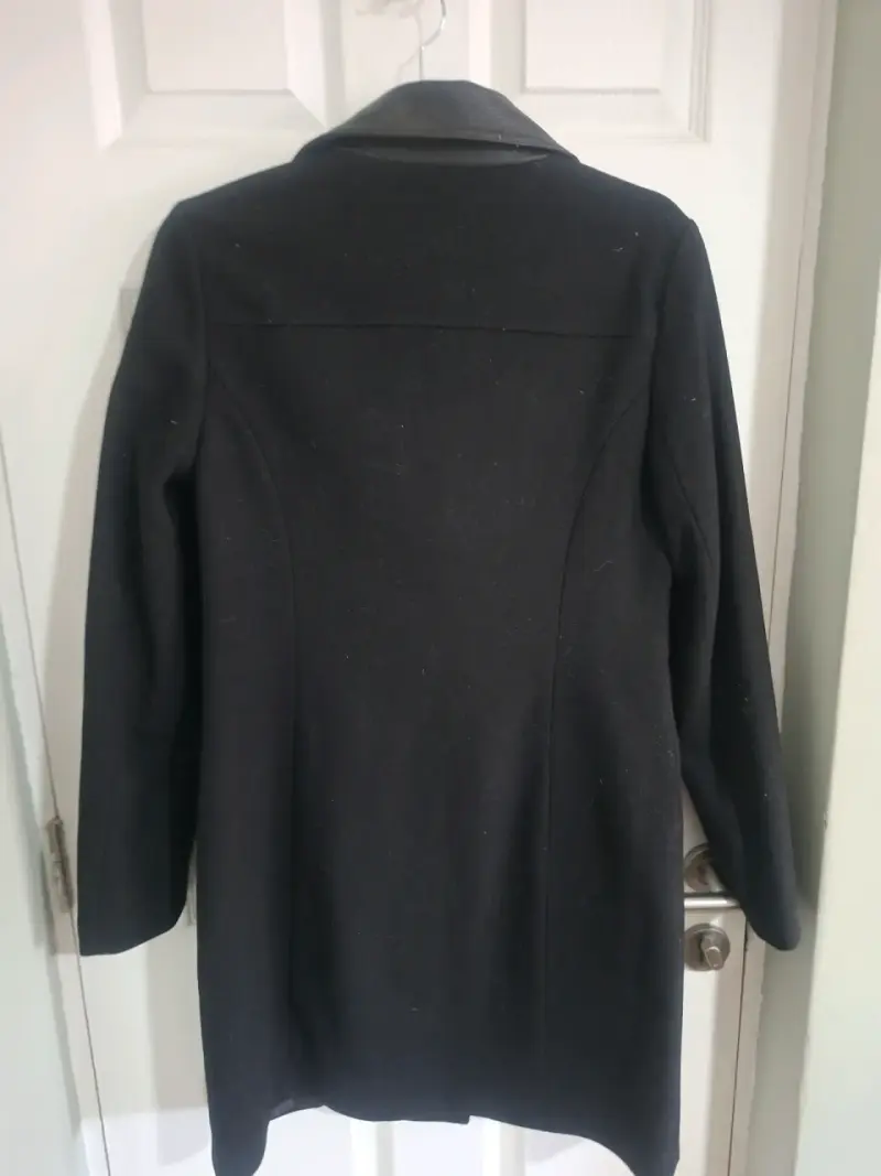 Abrigo de cuero y tela Express negro - 4