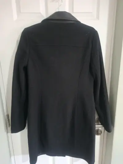 Abrigo de cuero y tela Express negro - miniatura 4