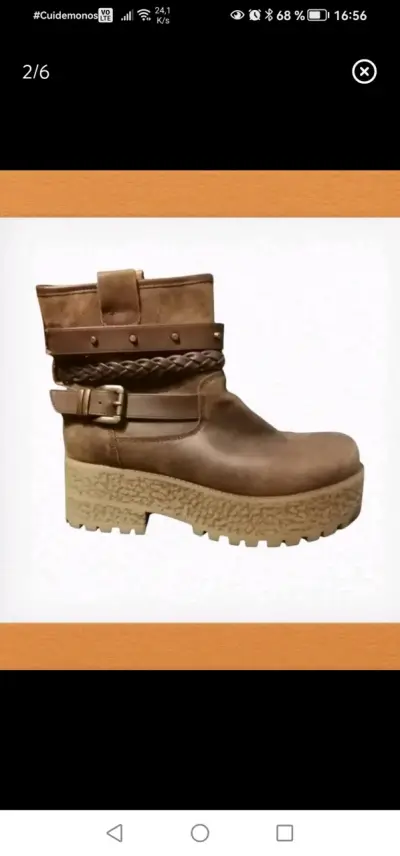Botas de cuero marrón con plataforma - miniatura 1