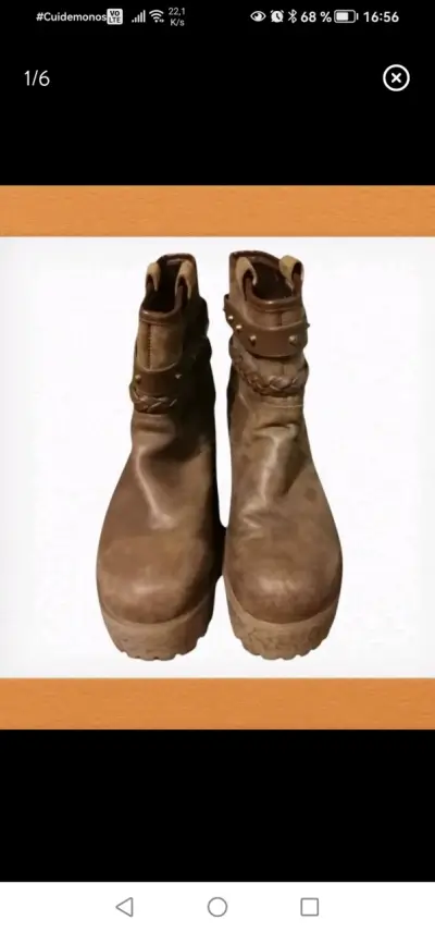 Botas de cuero marrón con plataforma - miniatura 2