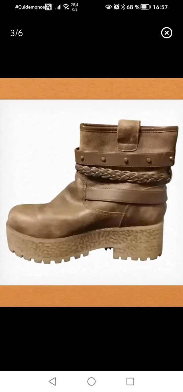 Botas de cuero marrón con plataforma - 3