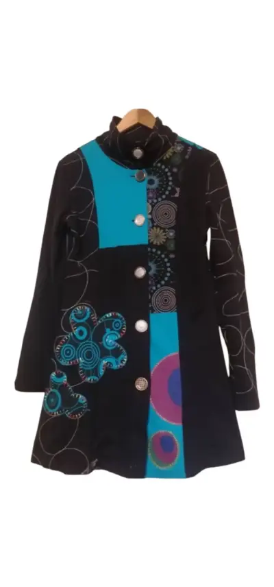 Abrigo estampado multicolor con botones grandes - miniatura 1