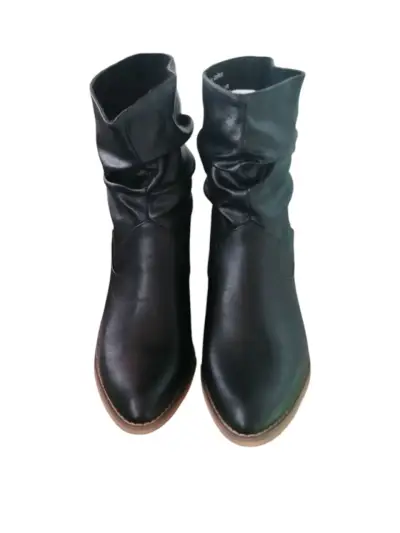 Zapatos de cuero sintético negro con tacón - miniatura 1