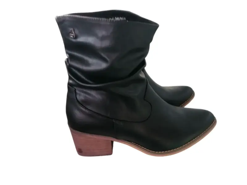 Zapatos de cuero sintético negro con tacón - 2