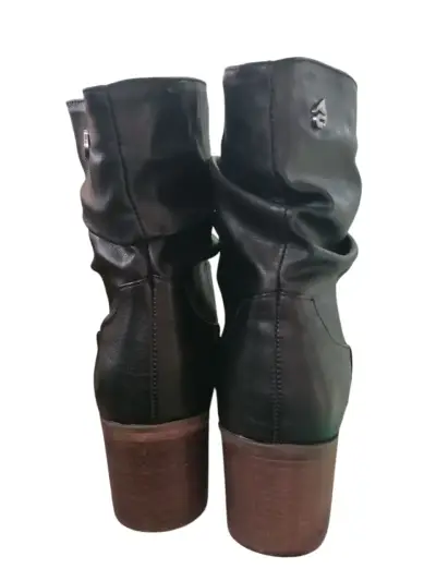 Zapatos de cuero sintético negro con tacón - miniatura 3