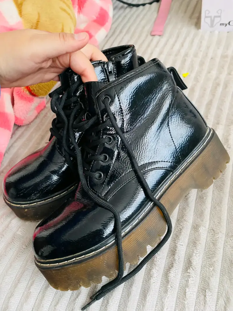 Botines negros de charol con plataforma - 3