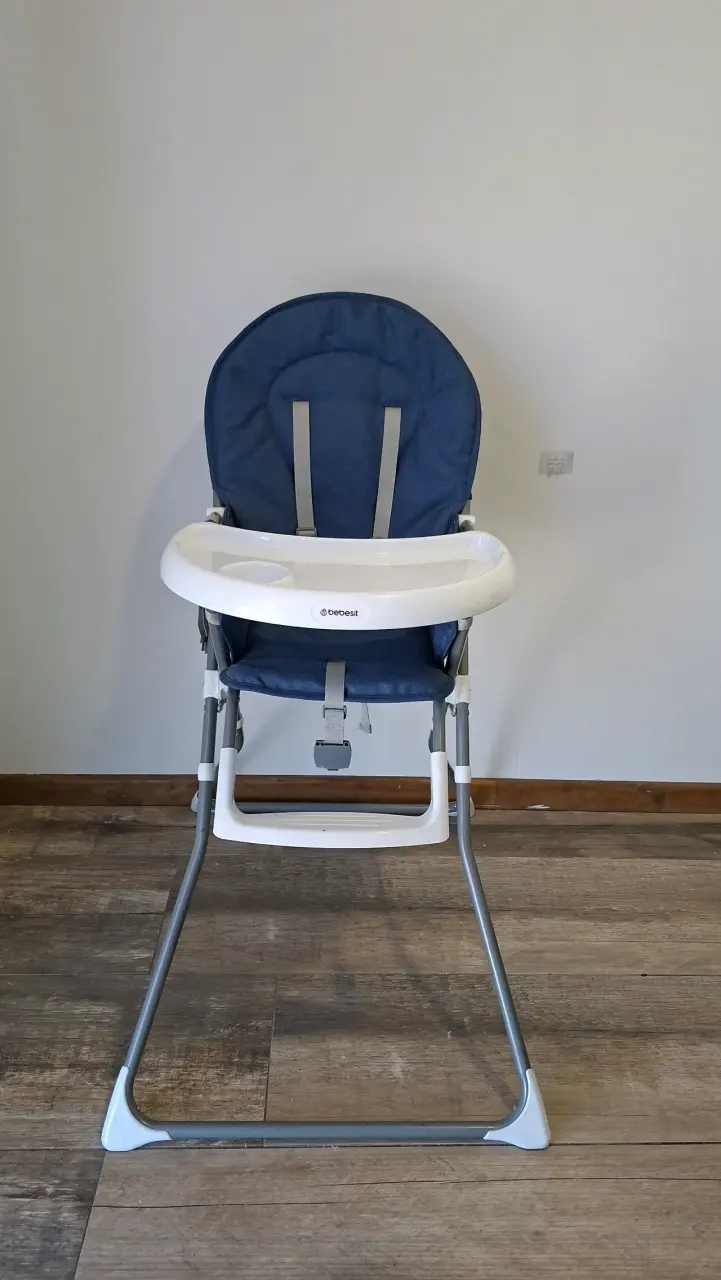 Silla de comer para bebé plegable azul - 4