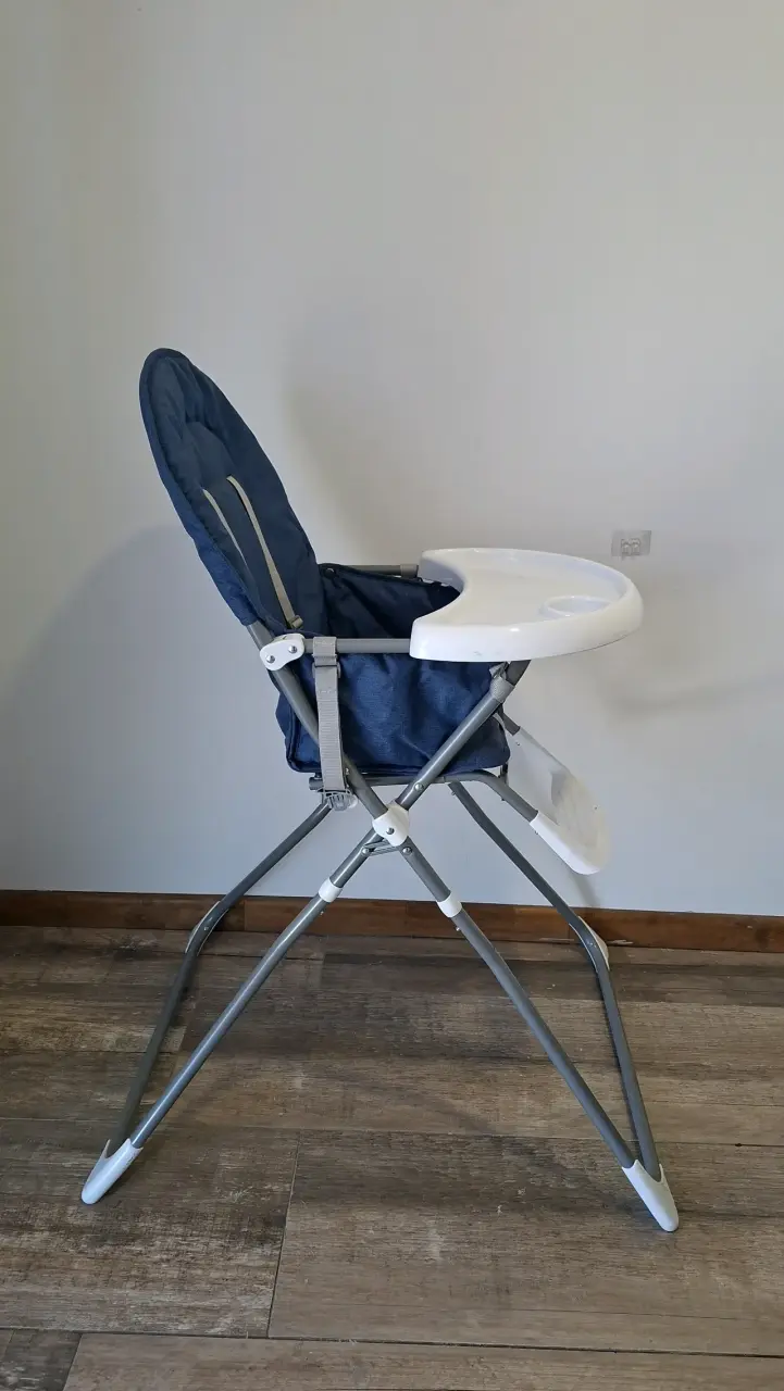 Silla de comer para bebé plegable azul - 6