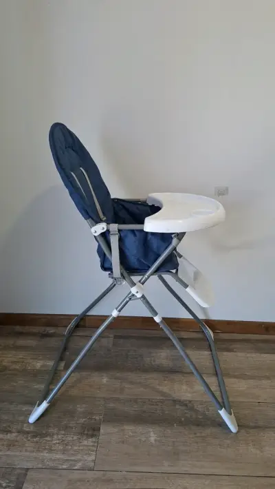 Silla de comer para bebé plegable azul - miniatura 6