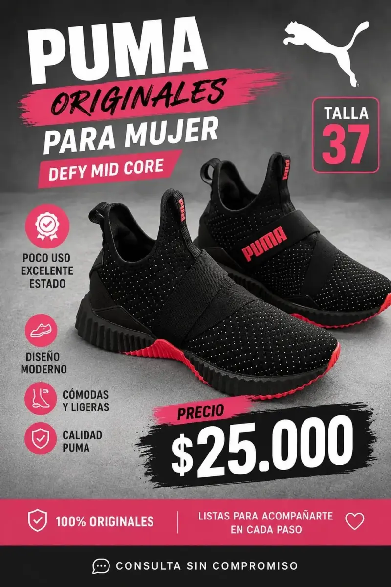 Zapatillas Puma Defy Mid Core Mujer Talla 37