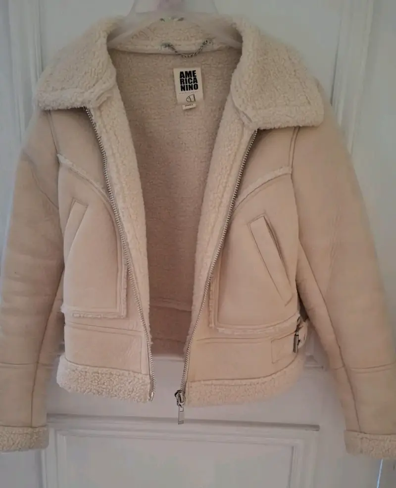 Chaqueta de abrigo beige con forro de lana talla s - 2