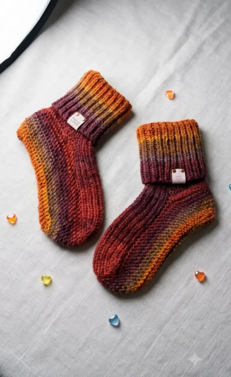 Pantuflas tejidas a mano multicolor - 2