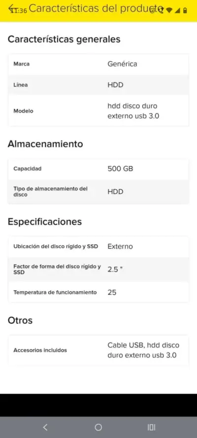 Disco duro externo USB 3.0 de 500GB - miniatura 1