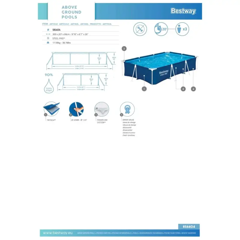 Piscina Bestway Steel Pro rectangular - 2