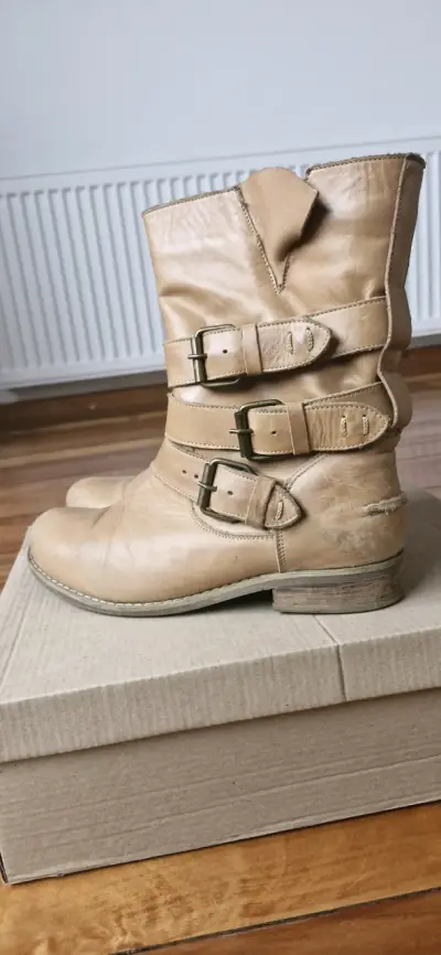 Botines de cuero Romano color cáscara - miniatura 3