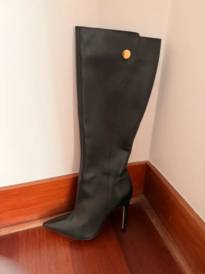 Botas de cuero gacel negras con tacón alto - 2