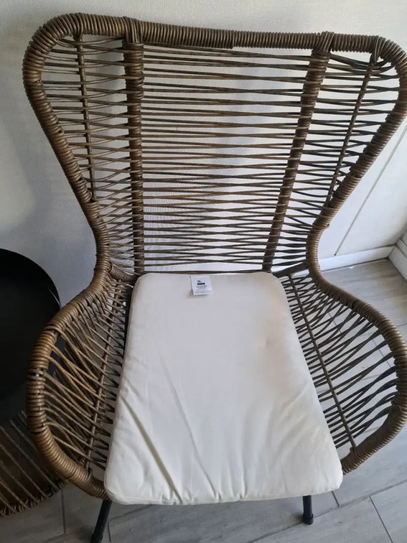 Juego de sillas de mimbre con cojines - 2