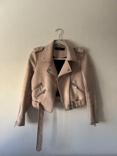 Chaqueta biker de gamuza rosa Zara - miniatura 1