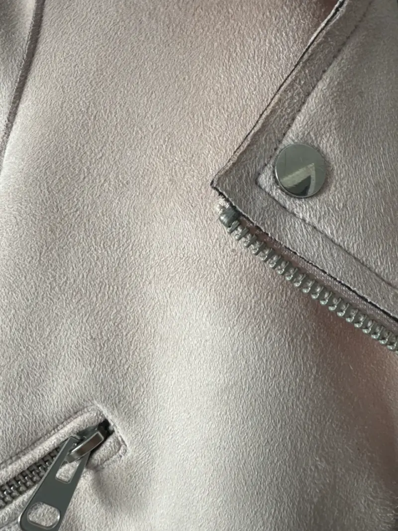 Chaqueta biker de gamuza rosa Zara - 2