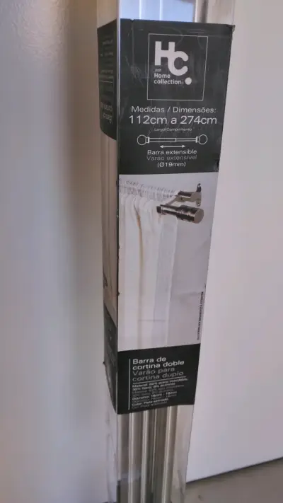 Barra de cortina doble extensible acero inoxidable - miniatura 1