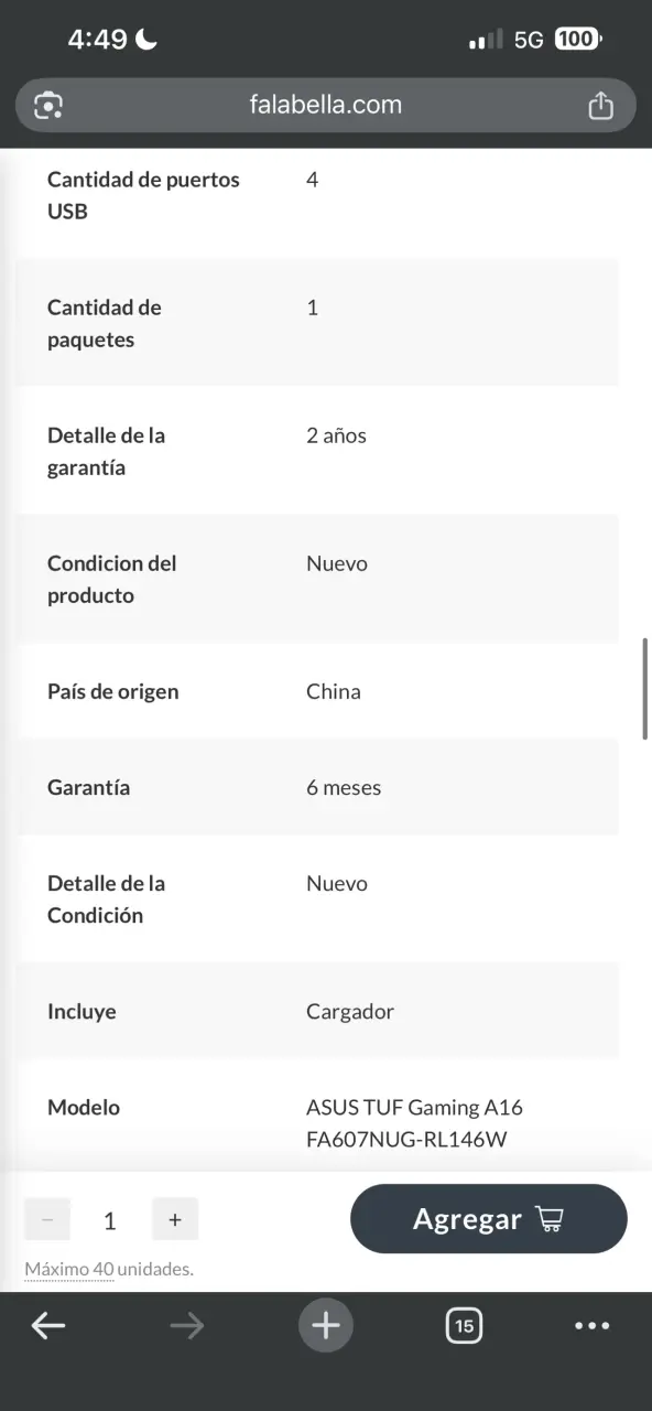 Laptop ASUS TUF Gaming a16 con teclado RGB - 6