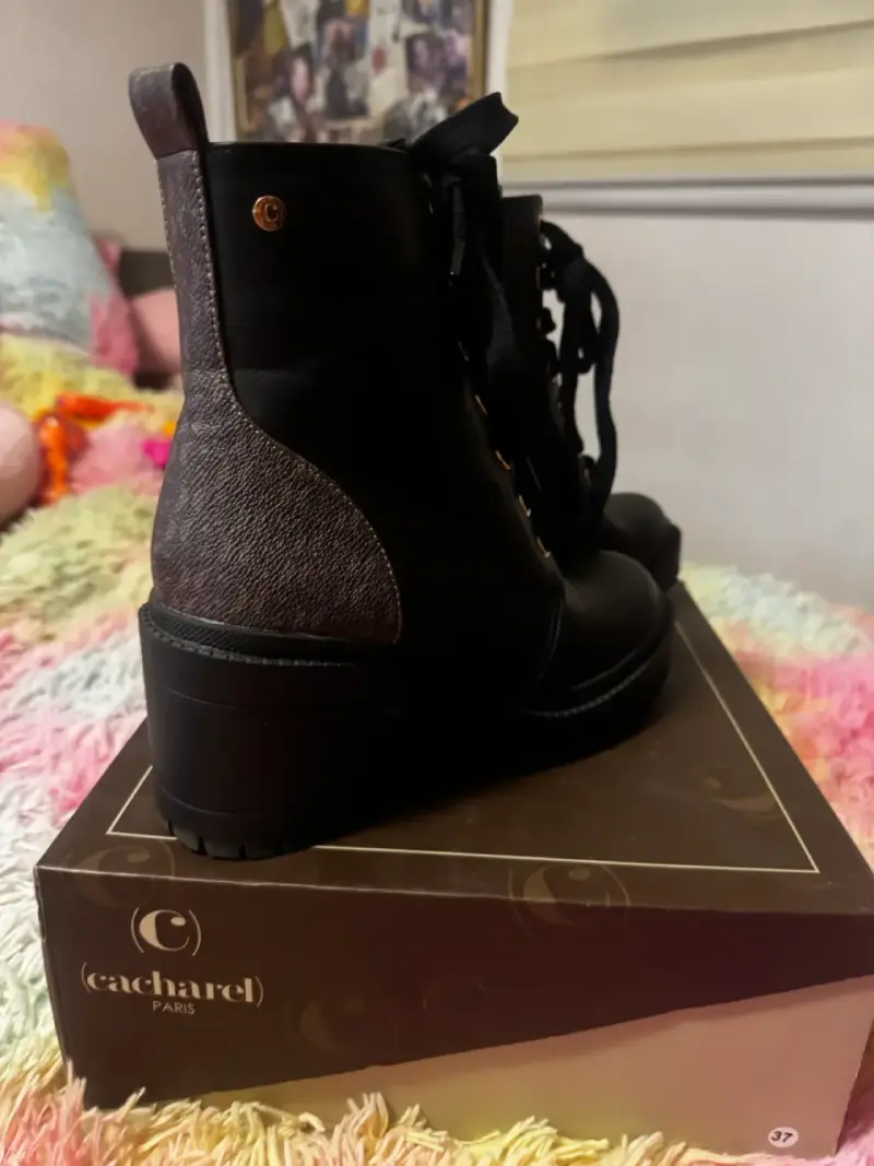 Botines negros de cuero con plataforma - 3