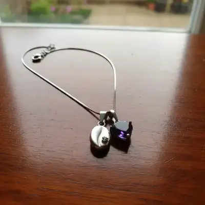 Collar de plata con dije de corazón & Grano Café - miniatura 2