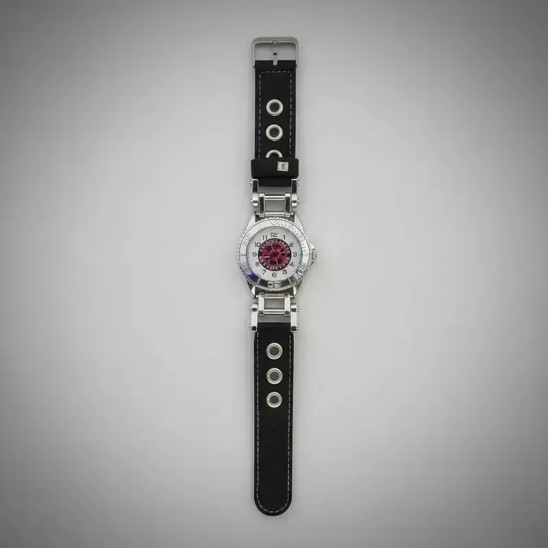 Reloj pulsera con correa de cuero negro Calavera - 2