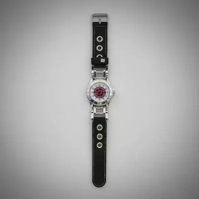 Reloj pulsera con correa de cuero negro Calavera - miniatura 2