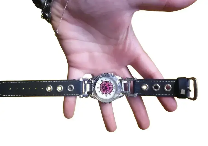 Reloj pulsera con correa de cuero negro Calavera - 5