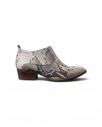 Botines de cuero con estampado de serpiente - miniatura 1
