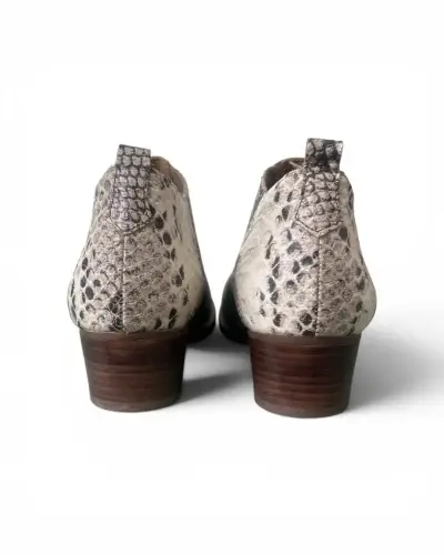 Botines de cuero con estampado de serpiente - miniatura 3