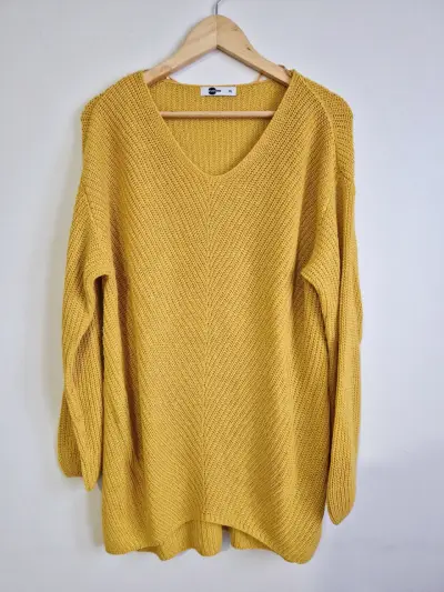 Suéter amarillo de punto grueso talla XL - miniatura 1