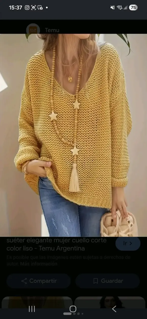 Suéter amarillo de punto grueso talla XL - 3
