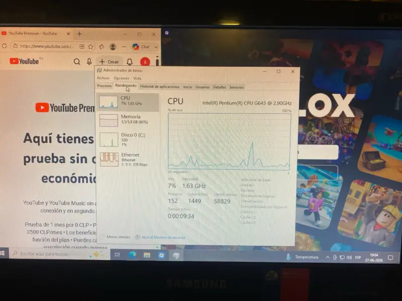 PC IntelPentium 2.90GHz + SSD + Monitor + 6GB RAM - 2