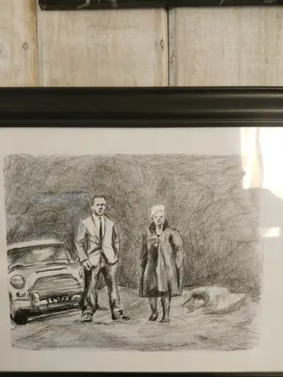 Cuadro con dibujo a lápiz enmarcado - miniatura 2
