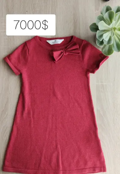 Vestido rojo para niña con lazo H&M - miniatura 1