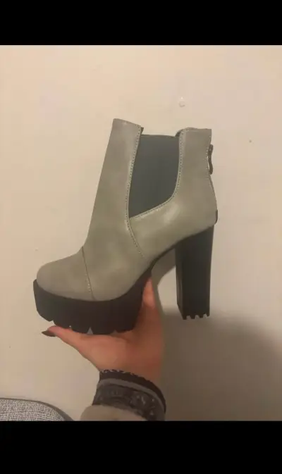 Botines de tacón alto gris para mujer - miniatura 3