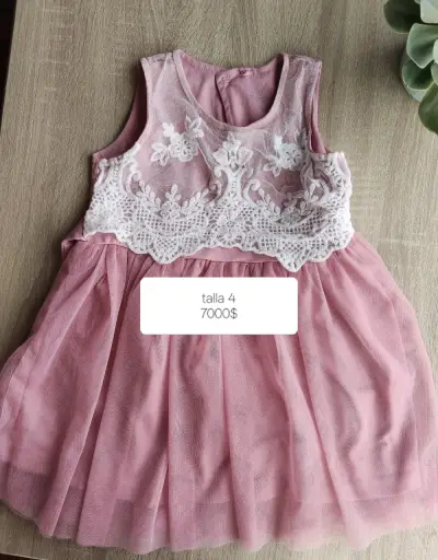 Vestido de niña rosa con encaje talla 4 - miniatura 1