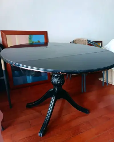 Mesa redonda de madera roble estilo vintage - miniatura 1